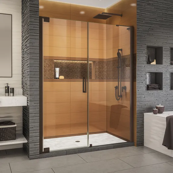 Elegance-LS 55 - 57"Wx72"H Frameless Pivot Shower Door, Oil Rubbed Bronze