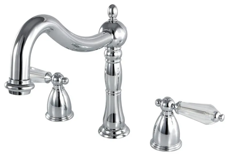 Elegant 3-Hole Deck Mount Faucet with Crystal Handles & High Spout, Chrome