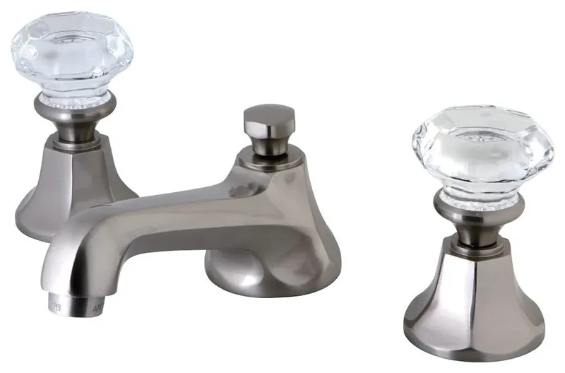 Elegant Bathroom Sink Faucet, Crystal Accents & Title 20 Compliant, Brushed Nickel