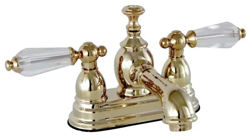 Elegant Brass Centerset Faucet with Crystal Levers and Drain Assembly, Brass
