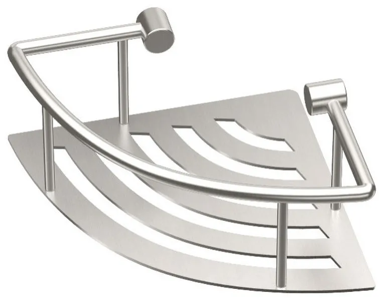 Elegant Corner Shelf With Rails, Satin Nickel, 8"