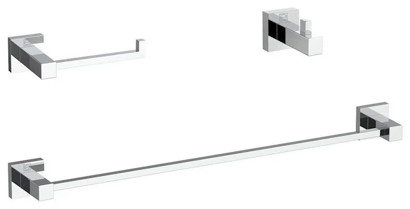 Elegant Lighting Isla 3-Piece Bathroom Hardware, Chrome