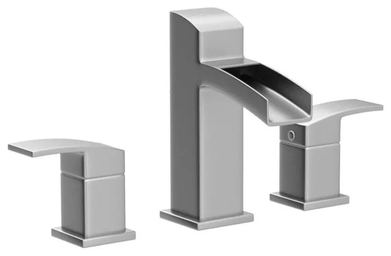 Elegant Widespread Bathroom Faucet with Waterfall Design & Dual Handles, Brushed Nickel