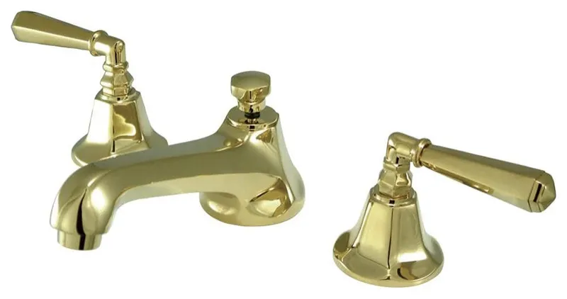 Elegant Widespread Faucet with Lever Handles and 3 Hole Installation, Polished Brass