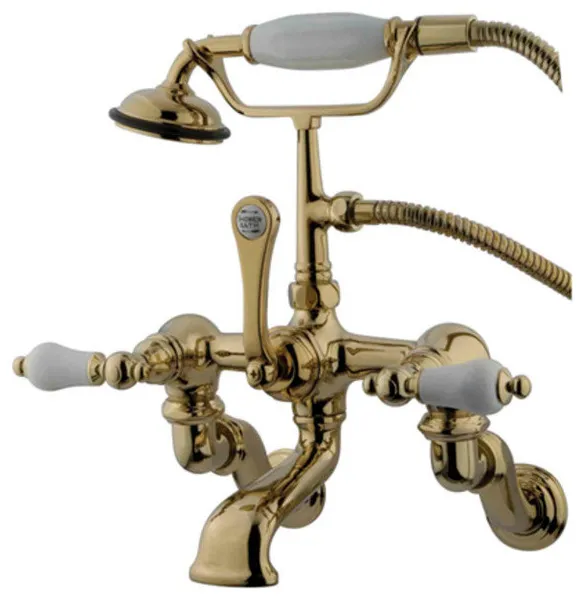 Elements Of Design DT4572PL Triple Handle Wall Mounted Clawfoot - Polished