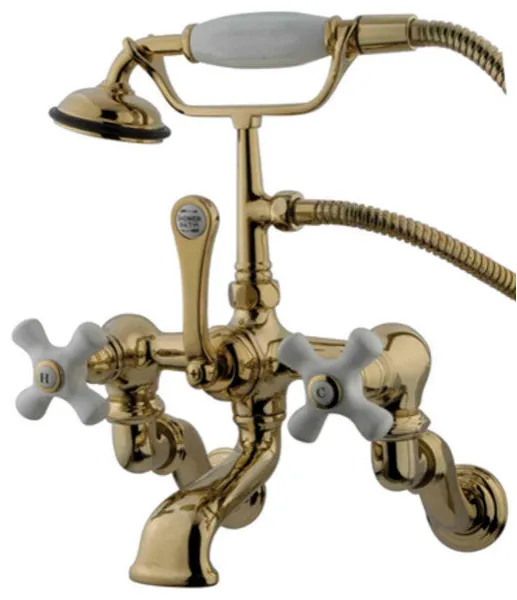 Elements Of Design DT4572PX Triple Handle Wall Mounted Clawfoot - Polished