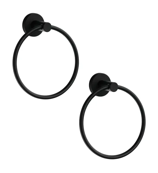 Elizabeth Wall Mounted Towel Ring in Matte Black (Set of 2)