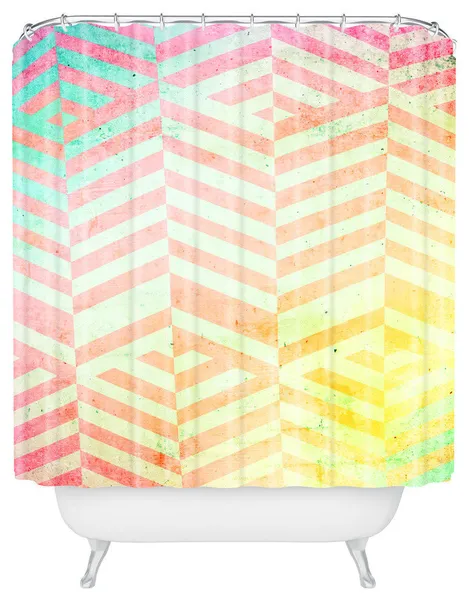 Emanuela Carratoni Colored Chevron Pattern Shower Curtain, Standard
