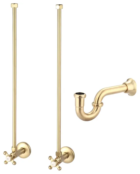 Embassy 30 Inch Wide Single Wash Stand and P-Trap included in Satin Brass Finish