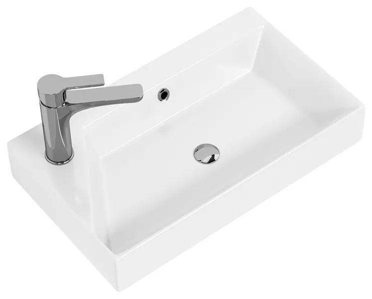 Energy 55 Bathroom Sink in Glossy White with Single Faucet Hole