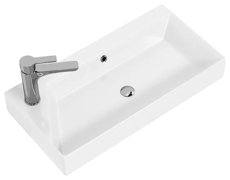 Energy 65 Bathroom Sink in Glossy White with Single Faucet Hole