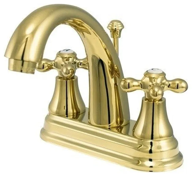 English Vintage Two Handle 4" Centerset Lavatory Faucet With Brass Pop-up