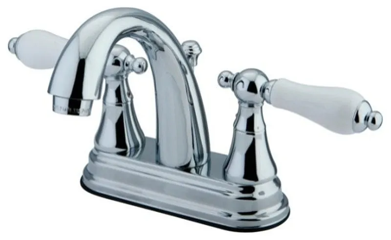 English Vintage Two Handle 4" Centerset Lavatory Faucet With Brass Pop-up