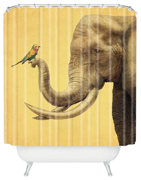 Eric Fan Elephant And Bird Shower Curtain