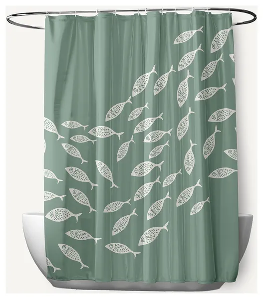Escuela Sage 70" w x 73" h Shower Curtain