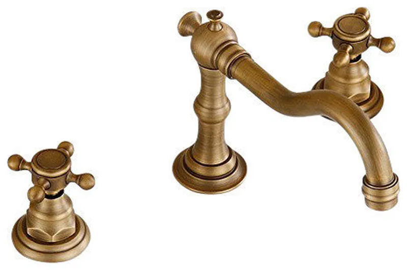 Eulma Deck Mounted Double Handled Bathroom Sink Faucet