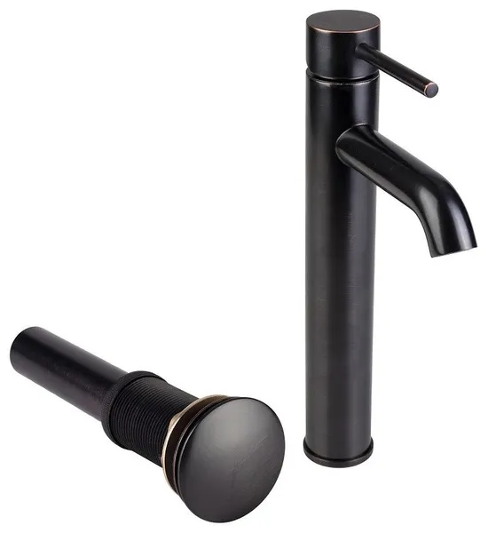 European Vessel Sink Faucet and Drain Set Oil Rubbed Bronze