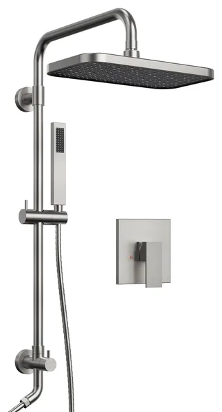 Everstein Shower System with Rainfall & Handheld Shower, 5 Spray Modes, Brushed Nickel