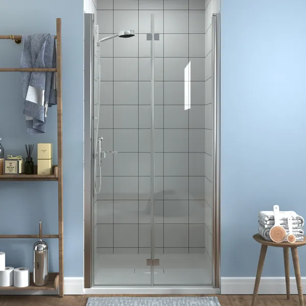 ExBrite 36"x72" Frameless Bifold Shower Door, Matel Silver