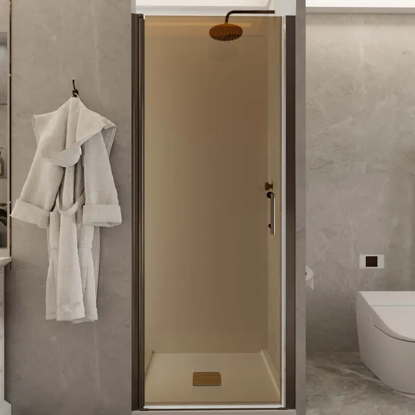 ExBrite Frameless Pivot Shower Door, Brown Glass, 30"x72"