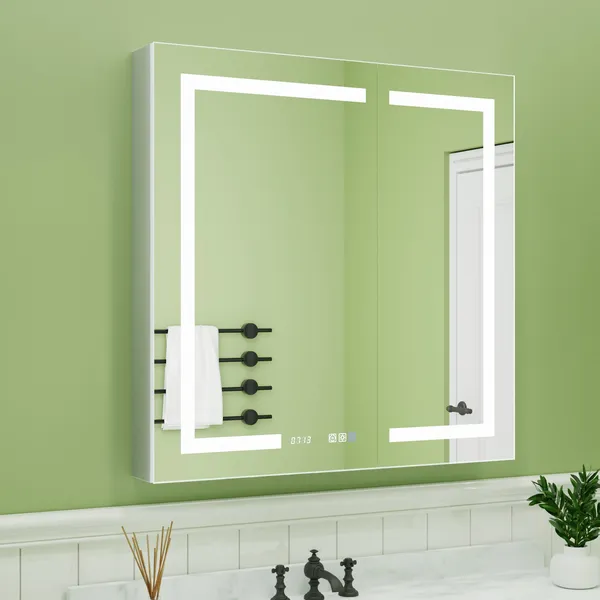 ExBrite  LED Lighted Bathroom Medicine Cabinet with Mirror, Recessed or Surface, 36" X 36"