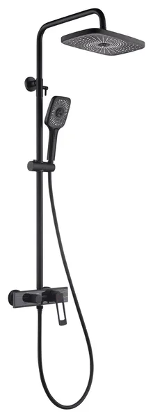 Exposed Shower System and 3-Function Handheld Shower & Tub Spout, Mattle Black