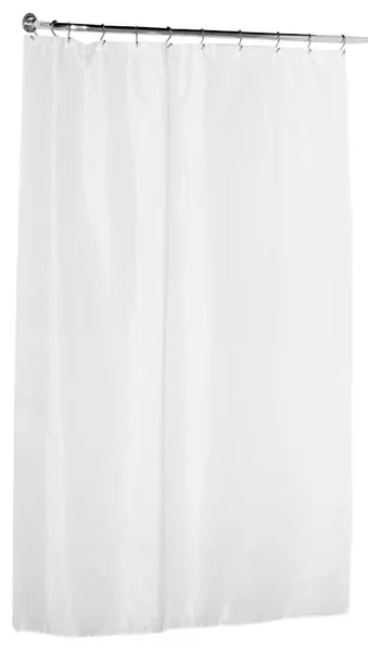 Fabric Stall Size Long Shower Curtain, White