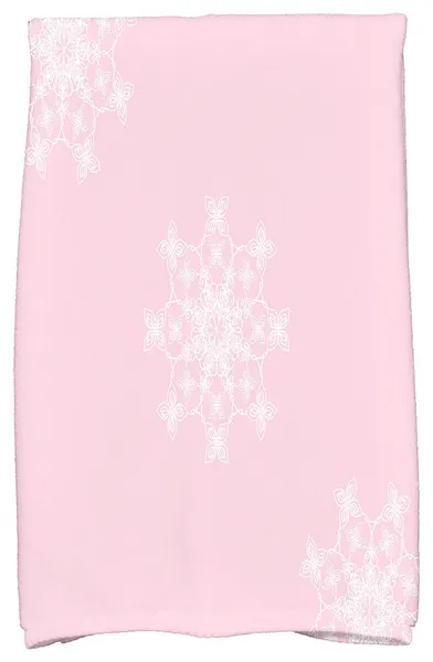 Falling Snow Decorative Holiday Geometric Print Hand Towel, Light Pink