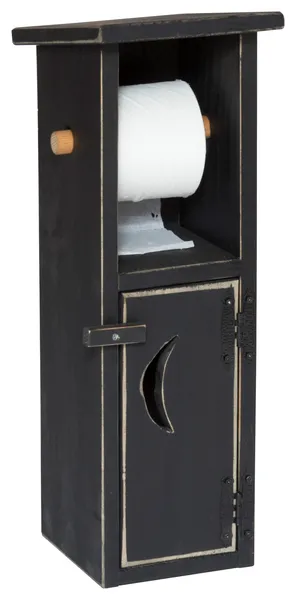 Farmhouse Pine Outhouse Toilet Paper Holder, Black