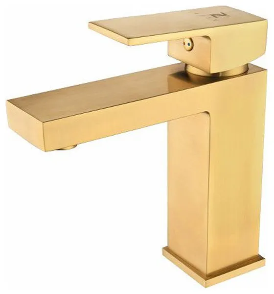 Farmhouse Square Single Handle Bathroom Sink Faucet with Pop Up Drain, Gold