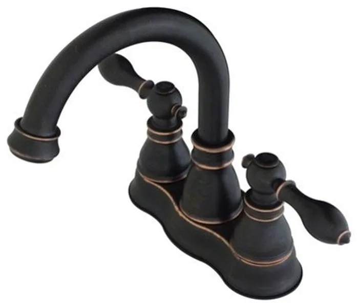 Fauceture 4" Centerset Bathroom Faucet With Push Pop-Up Drain, Naples Bronze