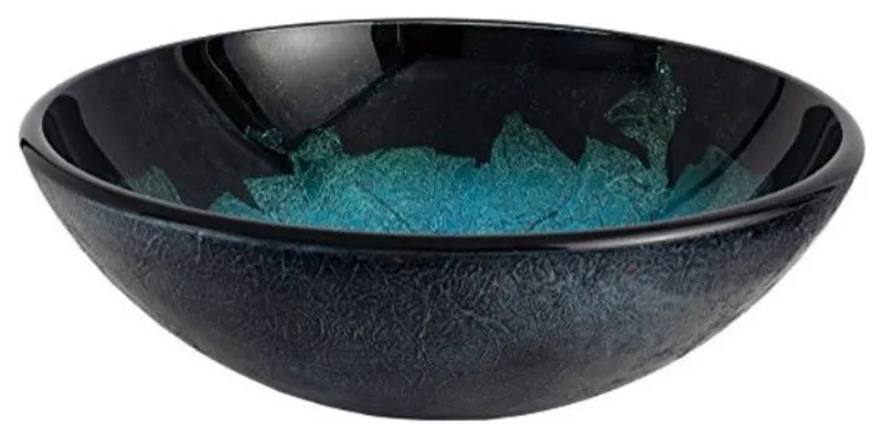 Fauceture Turquoise Space 16-1/2"Diameter Round Glass Sink, Turquoise Green