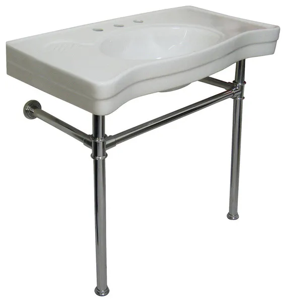Fauceture Vitreous Basin With Stainless Steel Pedestal, Chrome
