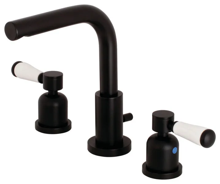 Fauceture Widespread Bathroom Faucet With Brass Pop-Up, Matte Black