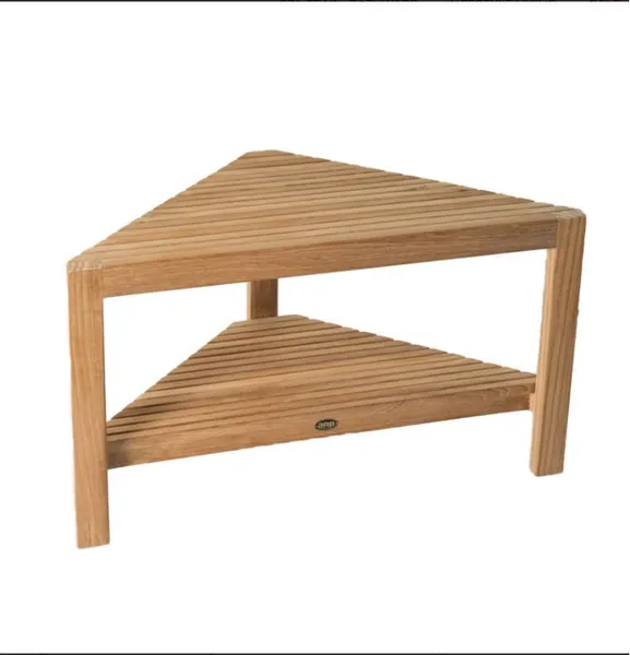 Fiji Teak Corner Shower Bench With Shelf