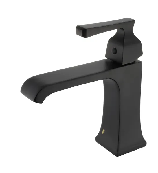 Fine Fixtures Arched Square Single Hole Bathroom Faucet, Black