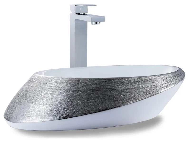 Fine Fixtures Luxury Vessel, Oval 20"x15", Brushed Silver