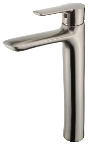 Fine Fixtures Round Single Hole Vessel Sink Bathroom Faucet, Satin Nickel