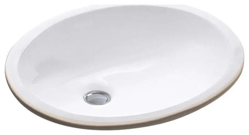 Fine Fixtures Undermount Vessel Bathroom Sink, White, 17" X 14", Round