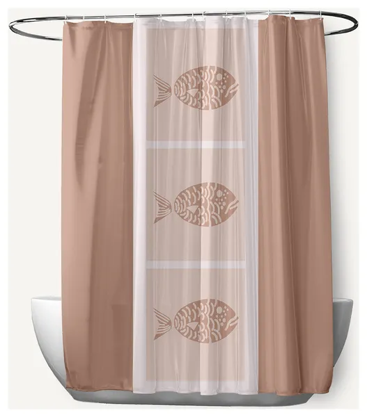 Fish Chips Mauve 70" w x 73" h Shower Curtain