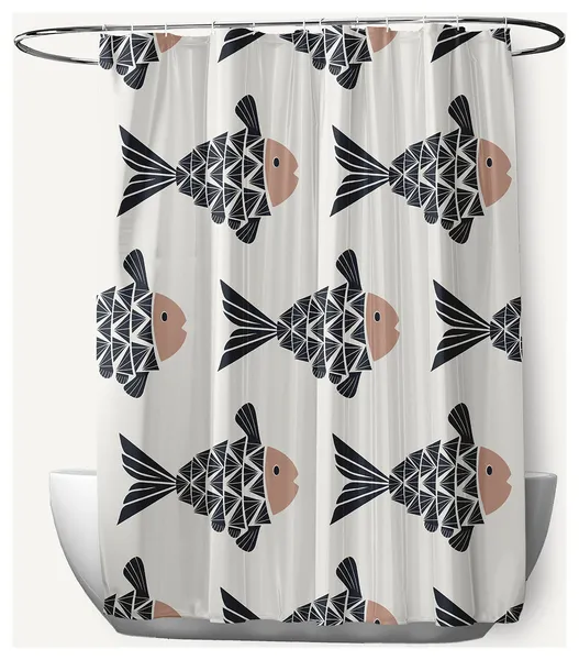 Fish Tales Mauve 70" w x 73" h Shower Curtain