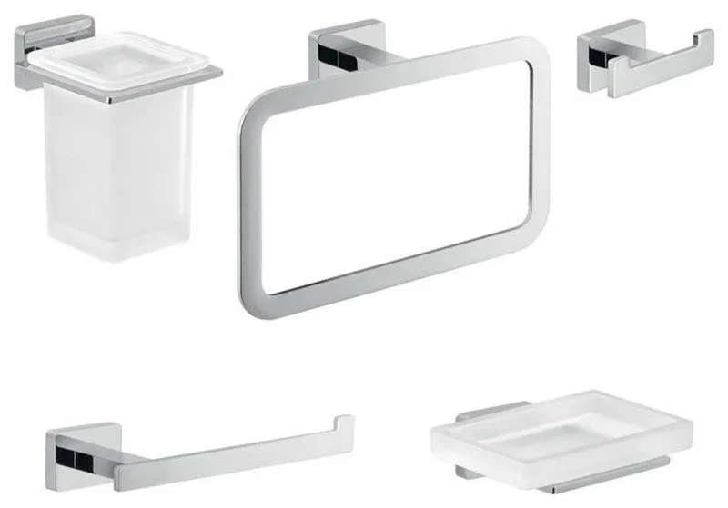 Five Piece Chrome Bathroom Accessory Set