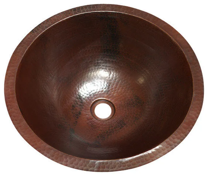 Flat Rim Round Bathroom Copper Sink