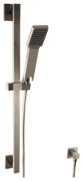 Flexible Hose Shower Kit with Square Slide Bar, Brushed Nickel