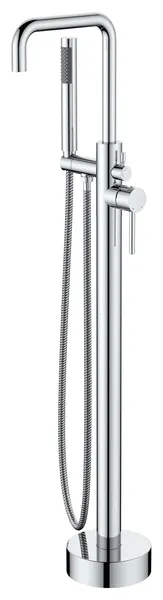 Floor Mount Bathtub Faucet, High Flow Tub Filler With Handheld Shower, Chrome