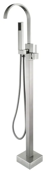 Floor Mount Bathtub Faucet with Hand Shower, Brushed Nickel