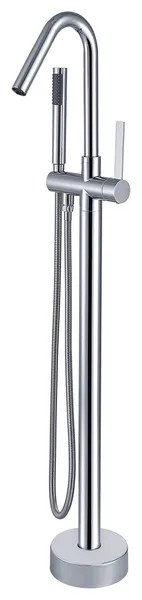 Floor Mounted Stainless Steel Handle Bathtub Faucet, Handheld, Chrome