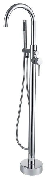 Floor Mounted Stainless Steel Handle Bathtub Faucet, Handheld, Chrome