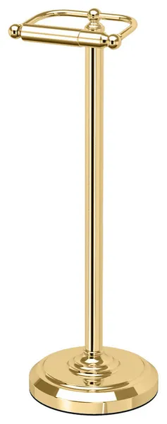 Floor Standing Toilet Paper Holder, Polished Brass