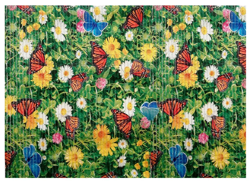 Floral PVC Bathroom Mat, Green, 26" x 39", Covers 6.9 sq ft